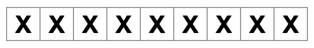 تسع مربعات مملوءة بـX في سطر